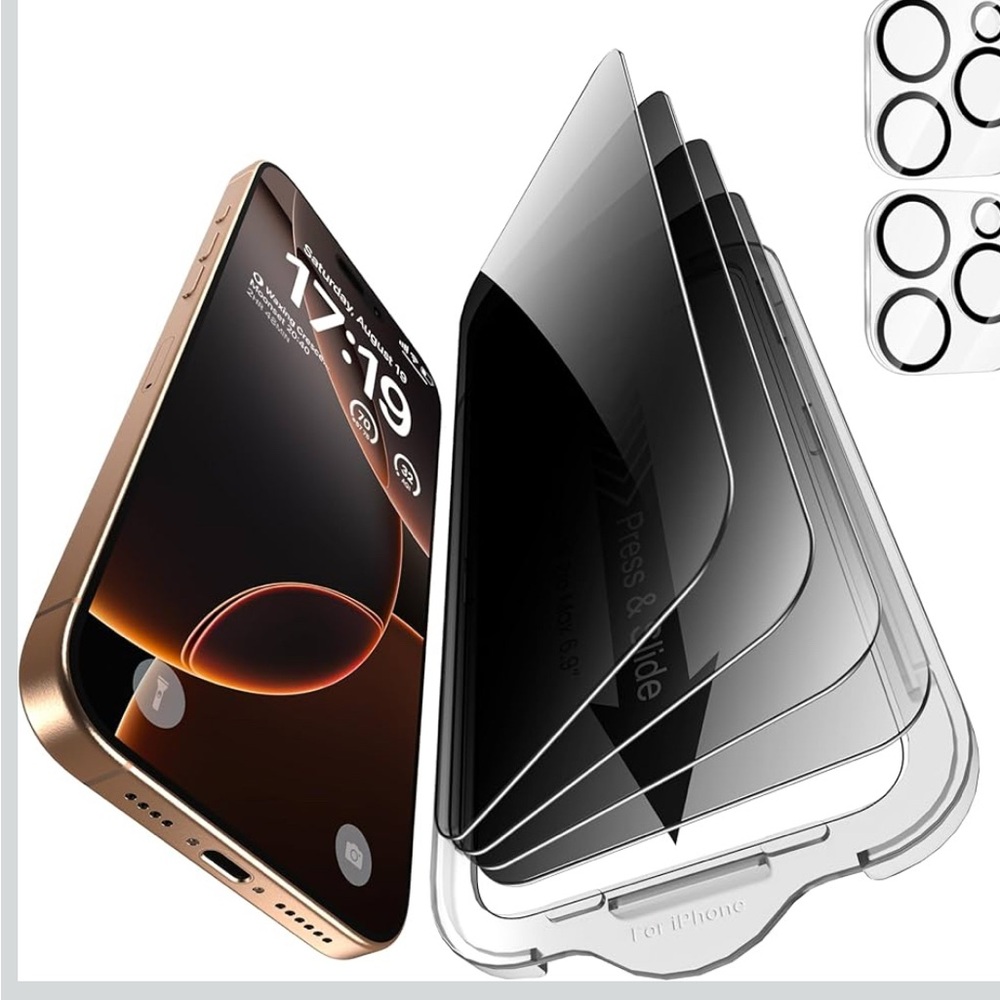 NIB EZ GLAZ 4 Pack iPhone Pro "16.1" Privacy Screen and Camera Protectors